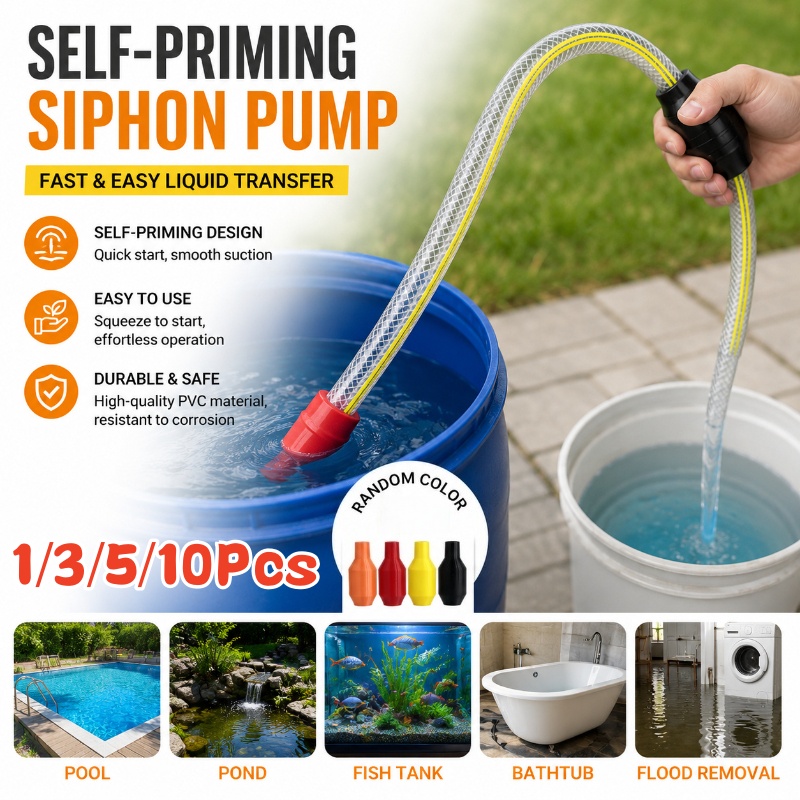 Aquarium Fish Care - 3/5/10Pcs Manual Shake-to-Start Siphon Water Pump,Portable