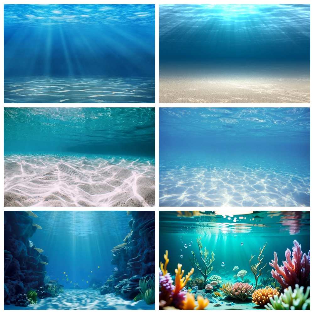 Aquarium Fish World - Underwater World Seabed Photography Backdrop Undersea