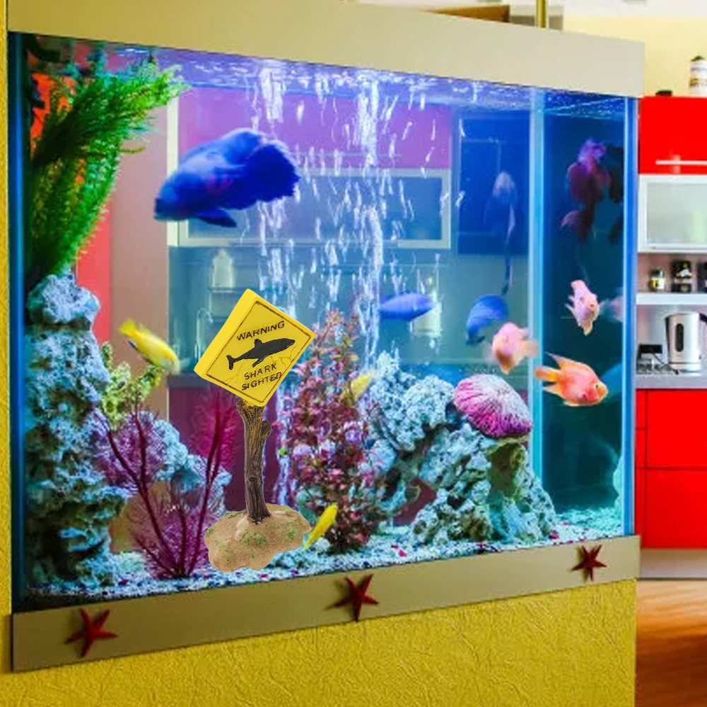 Resin Shark Warning Board Orna – обзор и цена Aquarium Fish Yellow