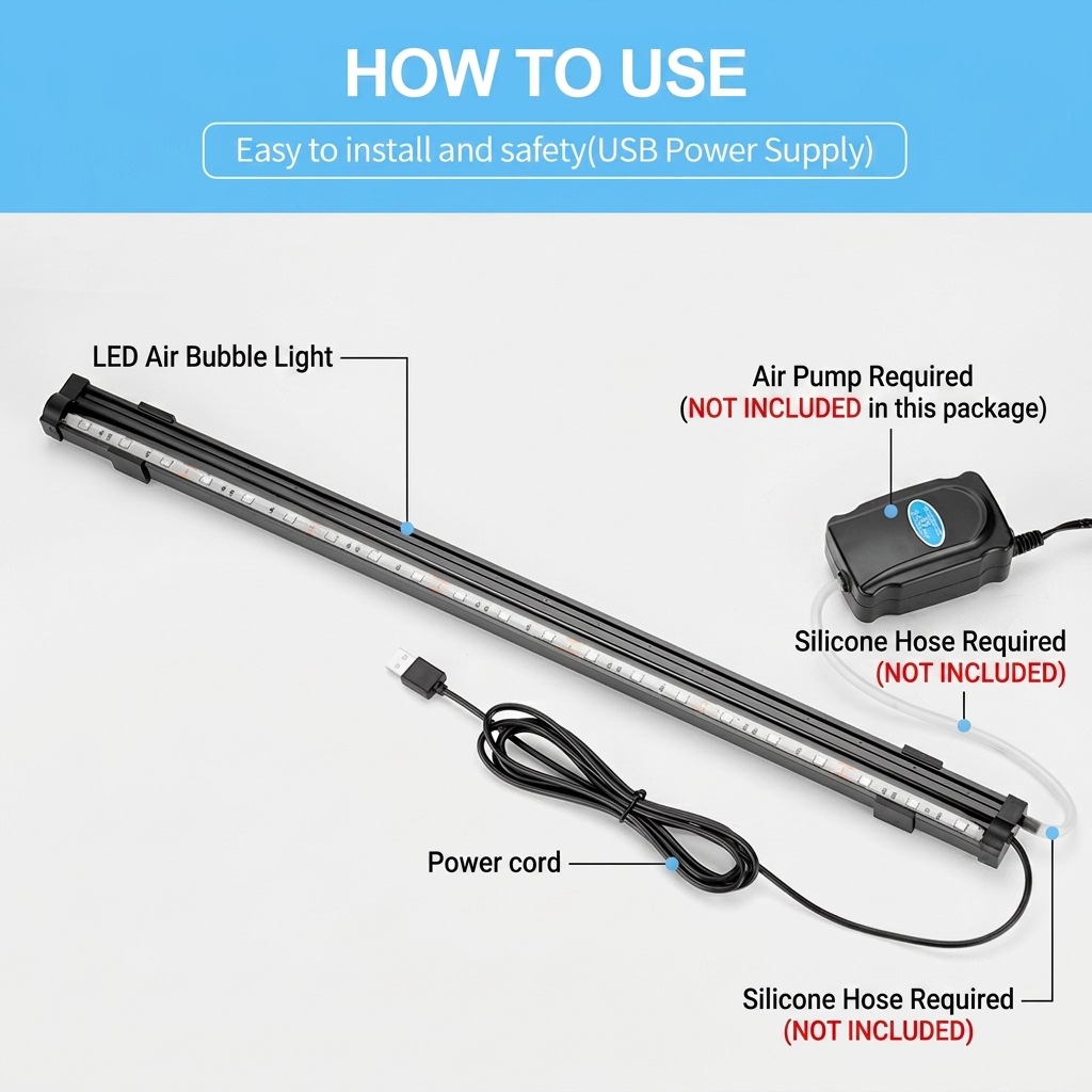 USB LED Aquarium Air Bubble Li – обзор и цена Aquarium Fish Light Lamp